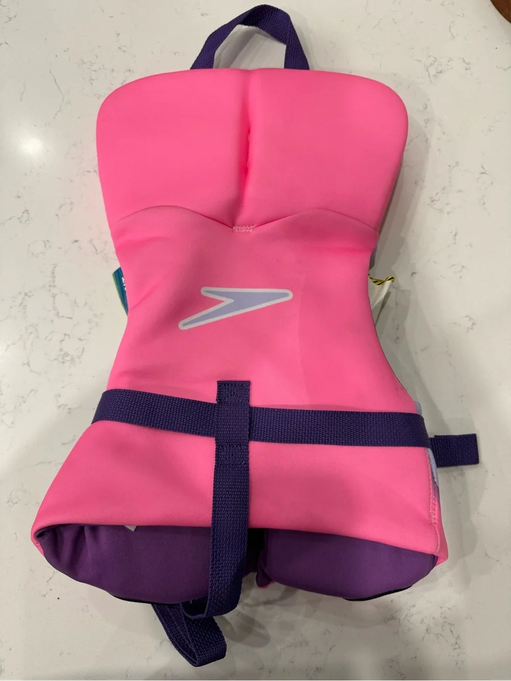 Speedo Coast Guard Type II Pink and Purple Monster Kids Swim Vest <30lbs